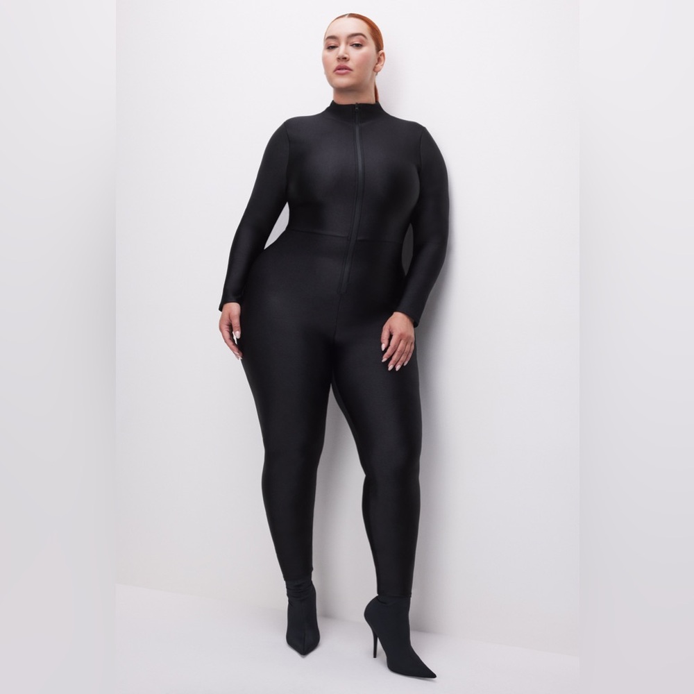 SOLD Good American Black High Shine Compression Long Sleeve Catsuit size 5 (2X)